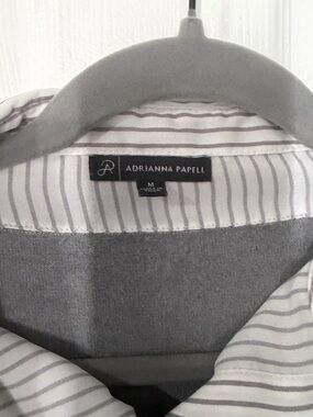 Adrianna Papell Men's White Shirt with Gray Stripes